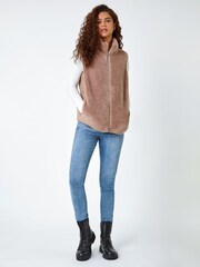 Roman Brown Soft Sherpa Borg Fleece Gilet - Image 1 of 5