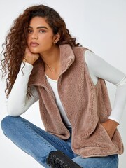 Roman Brown Soft Sherpa Borg Fleece Gilet - Image 3 of 5