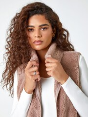 Roman Brown Soft Sherpa Borg Fleece Gilet - Image 4 of 5