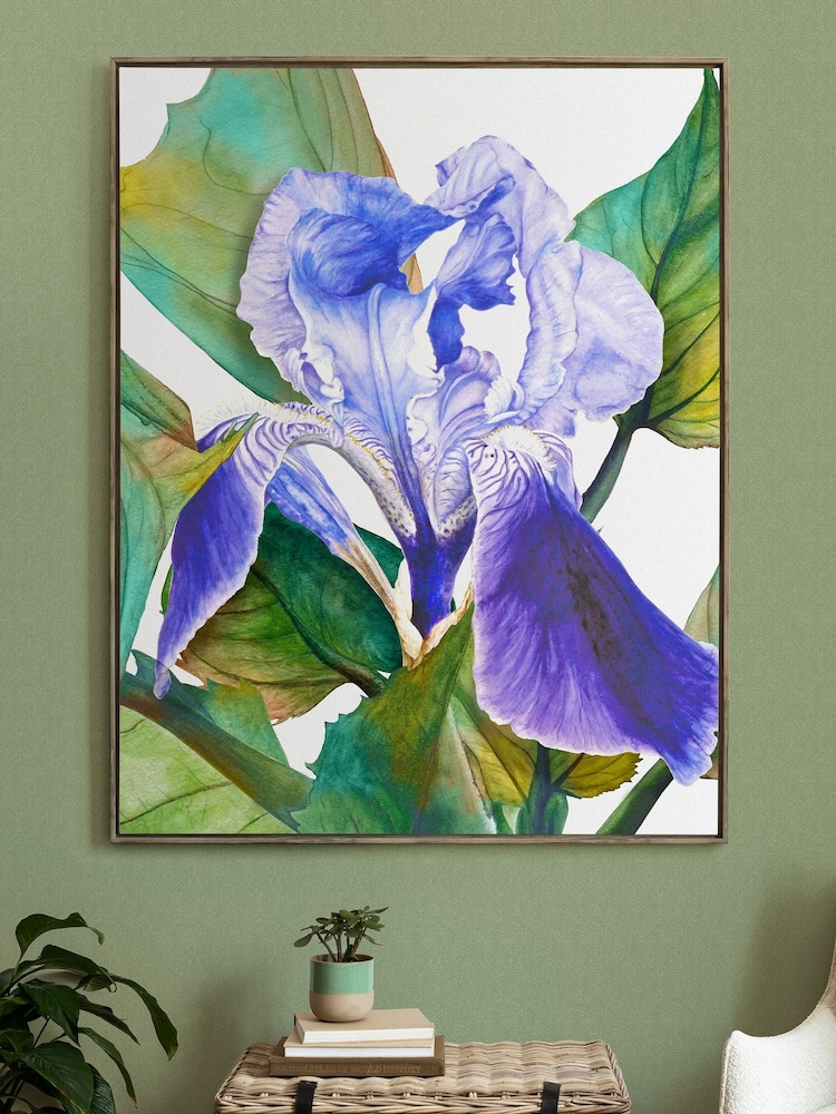 Voyage Grey Darwen Cornflower Framed Canvas - Image 1 of 2