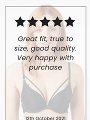 Black Push Up Pad Plunge Glamour Lace Wired Strappy Bra - Image 5 of 5
