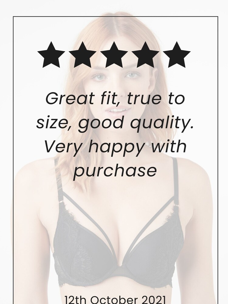 Black Push Up Pad Plunge Glamour Lace Wired Strappy Bra - Image 5 of 5