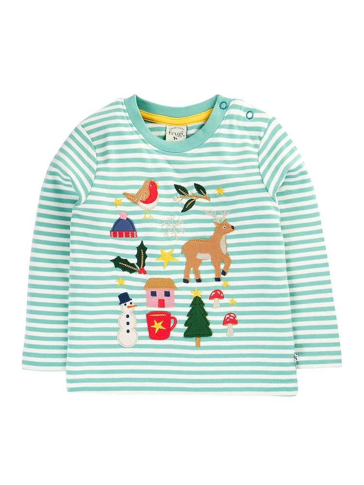 Frugi Blue Christmas Discovery Applique Top - Image 1 of 3