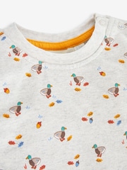 JoJo Maman Bébé Marl Brown Duck Boys' Sausage Dog Appliqué Pocket Dungarees & Top Set - Image 5 of 5