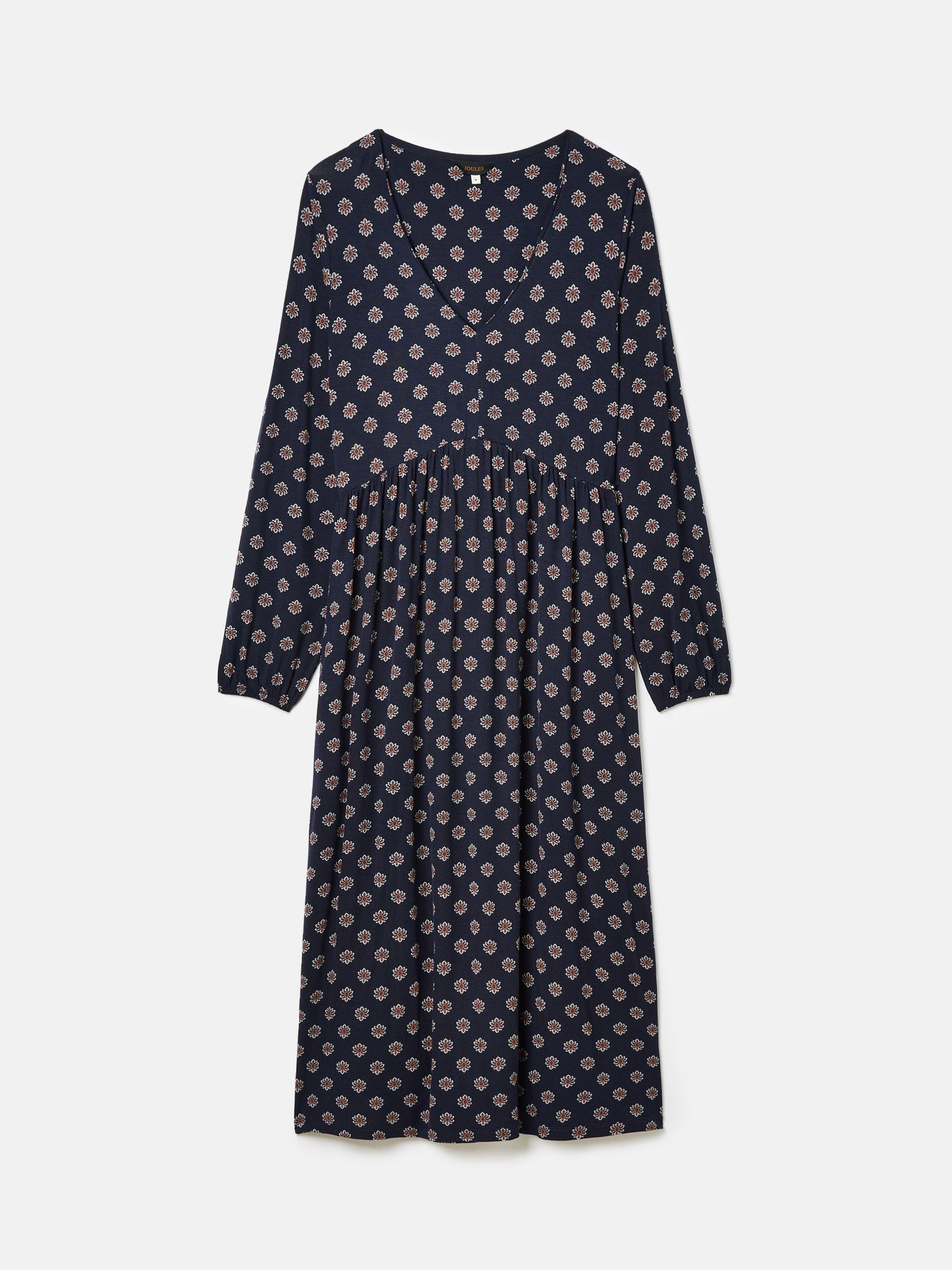 Buy Joules Nia Navy Blue Floral V-Neck Long Sleeve Midaxi Dress from Next  USA