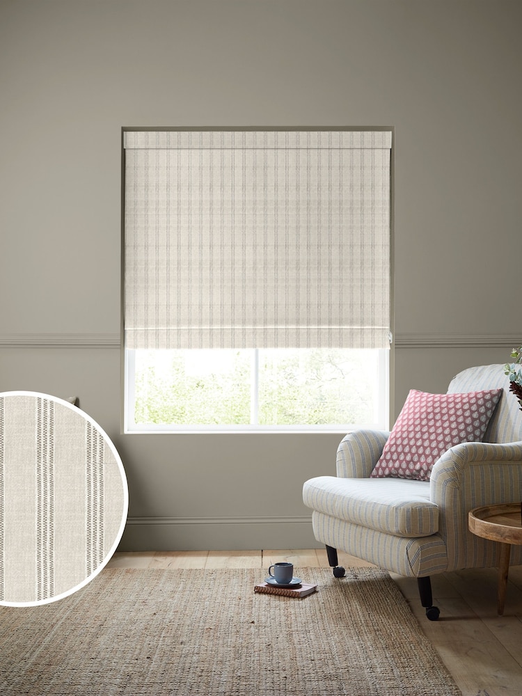 Emily Bond Natural George Stripe Made to Measure Roman Blinds - Image 1 of 6