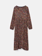 Joules Nia Navy/Burgundy Long Sleeve Midaxi Dress - Image 6 of 6