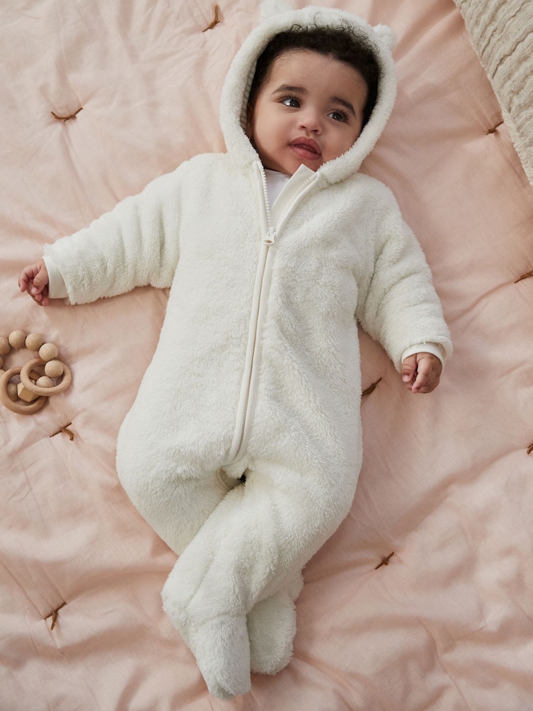 Ecru Baby Cosy Fleece Hooded All-In-One (0mths-2yrs) - Image 1 of 1