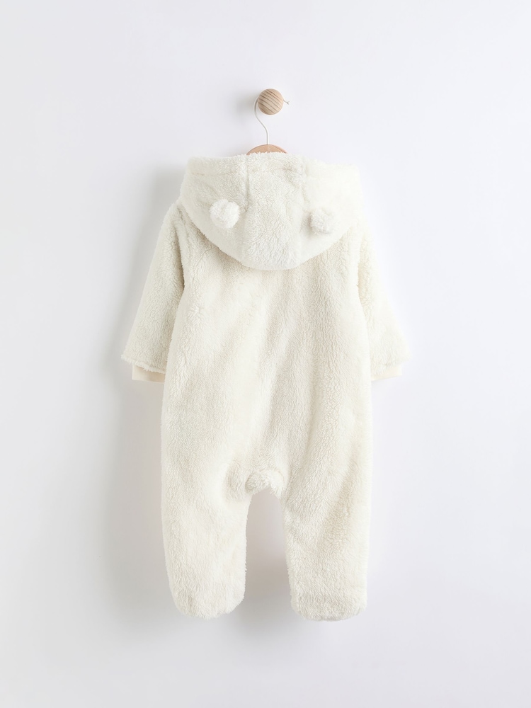 Ecru Baby Cosy Fleece Hooded All-In-One (0mths-2yrs) - Image 4 of 9
