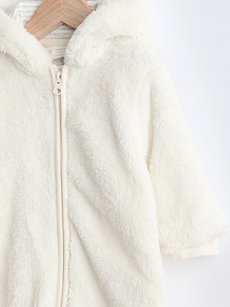 Ecru Baby Cosy Fleece Hooded All-In-One (0mths-2yrs) - Image 5 of 9