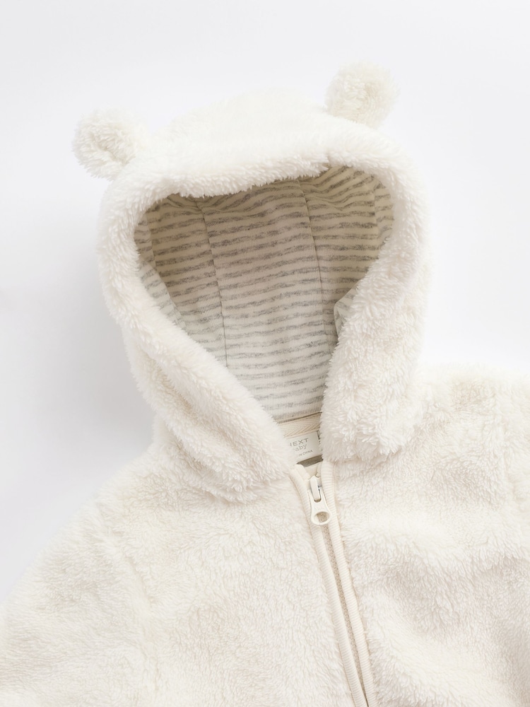 Ecru Baby Cosy Fleece Hooded All-In-One (0mths-2yrs) - Image 6 of 9
