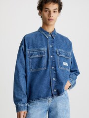 Calvin Klein Jeans Kastenförmiges Utility-Hemd in Loose Fit, Blau - Bild 1 von 2