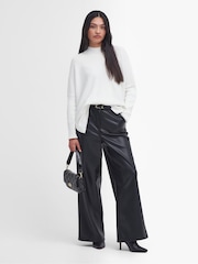 Barbour® International Aria Wide Leg Faux Leather Black Trousers - Image 1 of 6