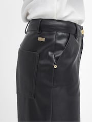 Barbour® International Aria Wide Leg Faux Leather Black Trousers - Image 5 of 6
