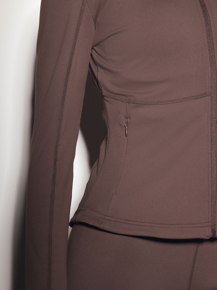 Chocolate Brown Active Balance Zip Through Jacket - Image 7 of 7