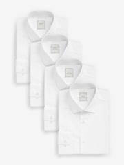 White Slim Fit Easy Care Single Cuff Smart Shirts 4 Pack - Image 1 of 6