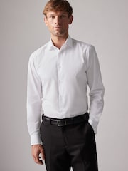 White Slim Fit Easy Care Single Cuff Smart Shirts 4 Pack - Image 3 of 6