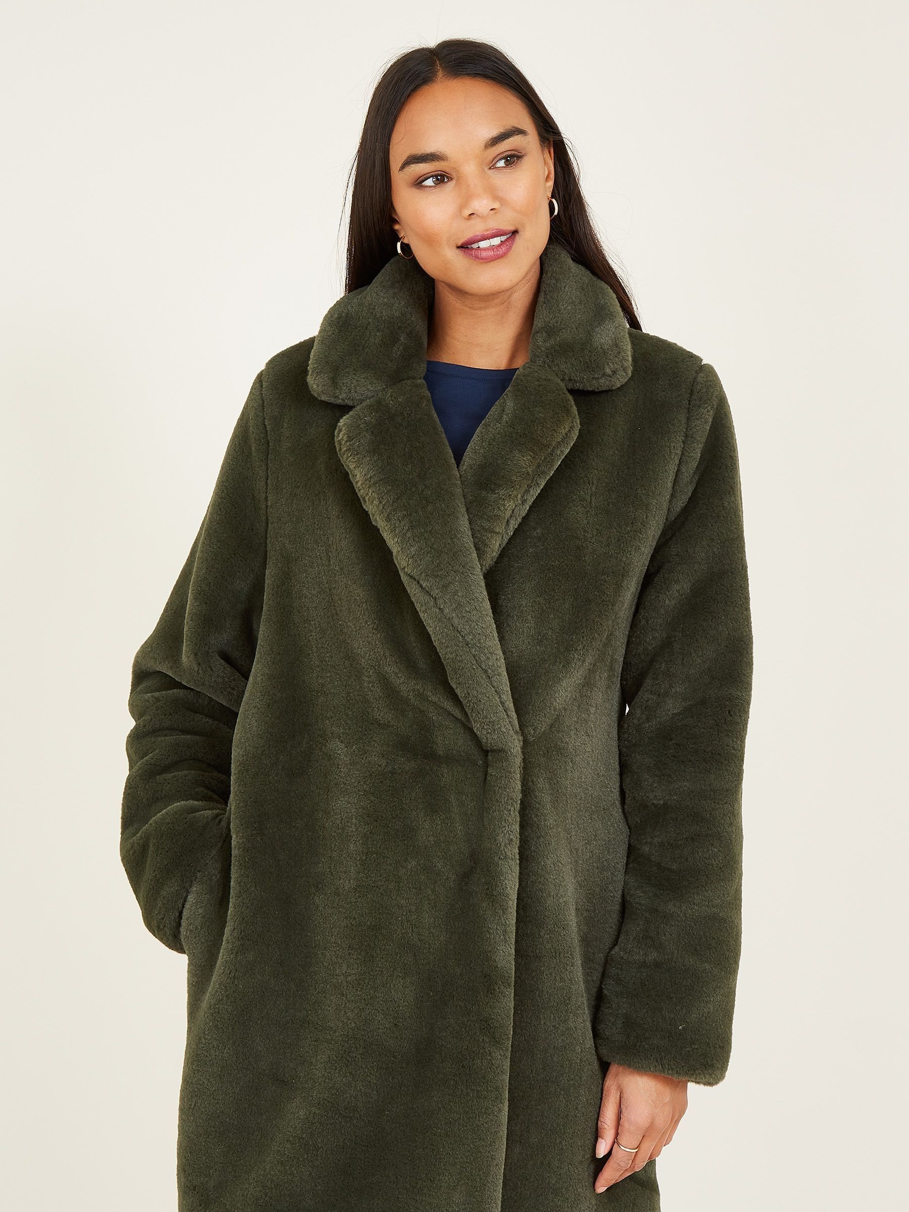 Khaki fur coat clearance