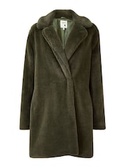 Yumi Khaki Green Faux Fur Coat - Image 5 of 5