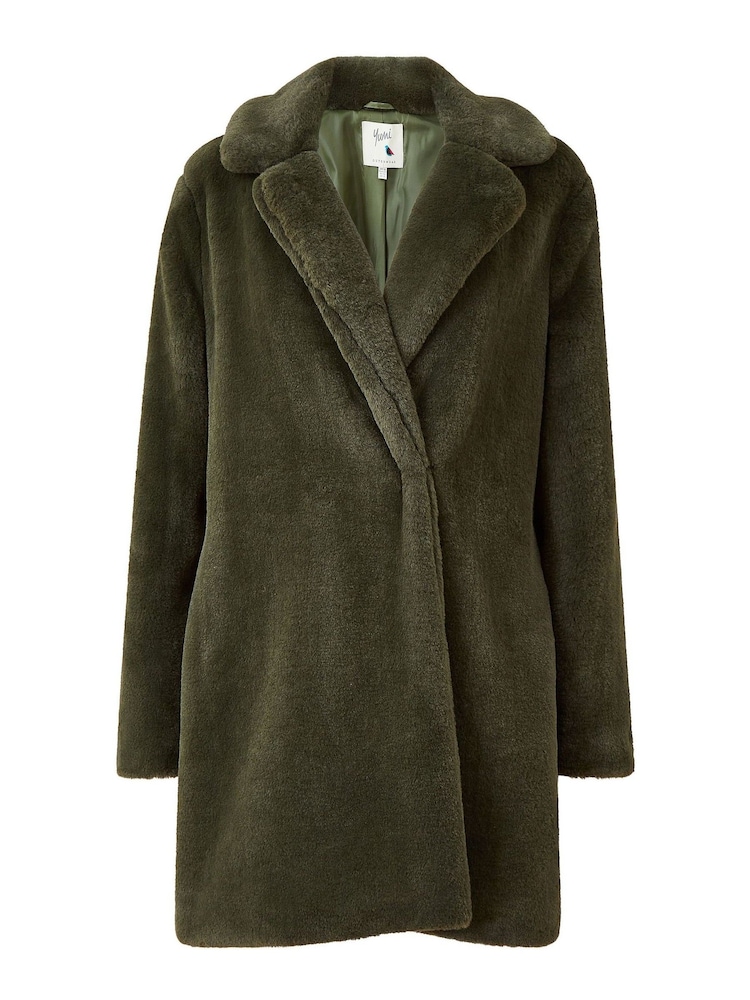 Yumi Khaki Green Faux Fur Coat - Image 5 of 5
