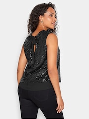 M&Co Black Sequin Tie Back Top - Image 3 of 4