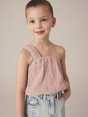 Pink One Shoulder Texture Bubble Top (3-16yrs) - Image 1 of 7