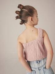 Pink One Shoulder Texture Bubble Top (3-16yrs) - Image 3 of 7