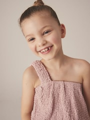 Pink One Shoulder Texture Bubble Top (3-16yrs) - Image 4 of 7