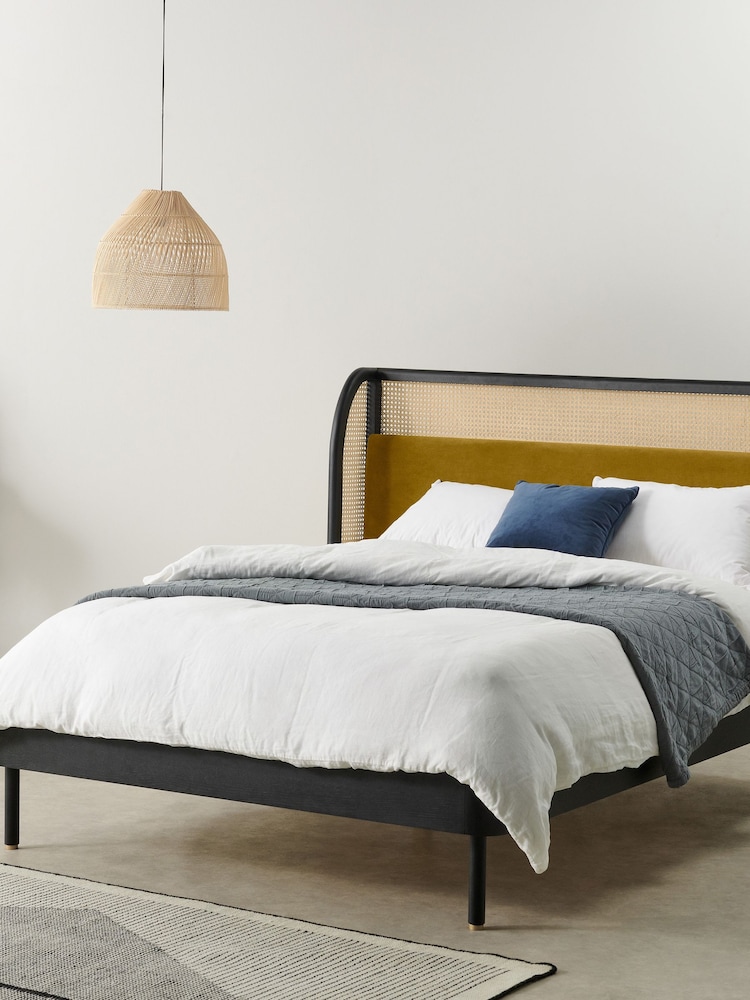 MADE.COM Black Stain Oak and Rattan Ankhara Bed - Image 2 of 5