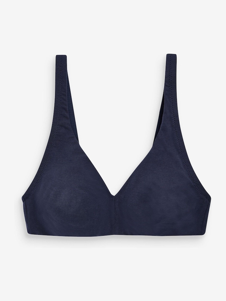 White/Navy Blue/Pink Non Pad Non Wire Cotton Blend Ultimate Comfort Bras 3 Pack - Image 10 of 11