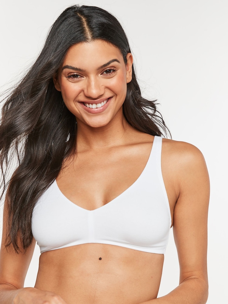 White/Navy Blue/Pink Non Pad Non Wire Cotton Blend Ultimate Comfort Bras 3 Pack - Image 5 of 11