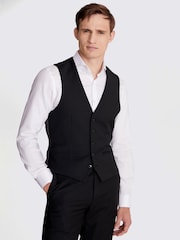 MOSS Black Slim Stretch Suit: Waistcoat - Image 1 of 4