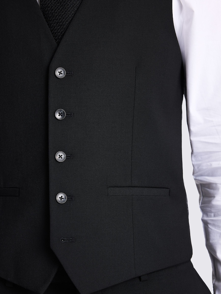 MOSS Black Slim Stretch Suit: Waistcoat - Image 3 of 3