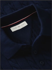 Tommy Hilfiger Blue Cable Knit Polo Jumper - Image 6 of 6