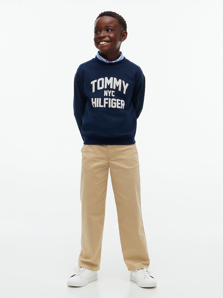 Көк - Tommy Hilfiger логотипі бар замша түсті жағасы бар свитшот - 6суретінің 2 суреті