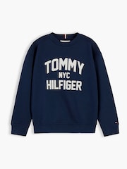 Көк - Tommy Hilfiger логотипі бар замша түсті жағасы бар свитшот - 6суретінің 5 суреті