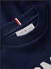 Көк - Tommy Hilfiger логотипі бар замша түсті жағасы бар свитшот - 6суретінің 6 суреті