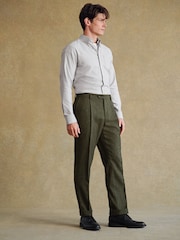 Barbour® Green Donegal Slim Fit Suit Trousers - Image 1 of 6