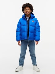 Tommy Hilfiger Blue Heritage Back Logo Ripstop Puffer Jacket with Removable Sleeves - Image 4 of 6