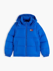 Tommy Hilfiger Blue Heritage Back Logo Ripstop Puffer Jacket with Removable Sleeves - Image 5 of 6
