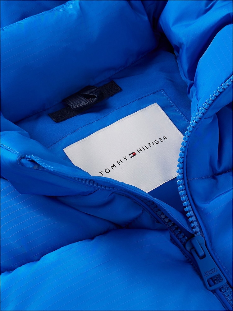Tommy Hilfiger Blue Heritage Back Logo Ripstop Puffer Jacket with Removable Sleeves - Image 6 of 6 Tommy Hilfiger Blue Heritage Back Logo Ripstop Puffer Jacket with Removable Sleeves - Image 6 of 6