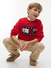 Tommy Hilfiger Red Peanuts® Flag Graphic Embroidery Jumper - Image 4 of 6