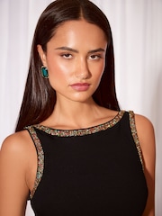 Lipsy Multi Colour Diamante Trim Maxi Bodycon Dress - Larawan 3 ng 6