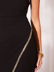 Lipsy Multi Colour Diamante Trim Maxi Bodycon Dress - Larawan 6 ng 6
