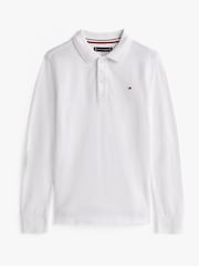 לבן - Tommy Hilfiger חולצת פולו בייסיק בגזרה רגילה עם שרוול ארוך - תמונה 5 מתוך 6