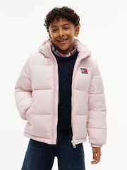 Tommy Hilfiger Pink Heritage Back Logo Ripstop Puffer Jacket with Removable Sleeves - Image 3 of 9