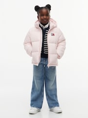 Tommy Hilfiger Pink Heritage Back Logo Ripstop Puffer Jacket with Removable Sleeves - Image 4 of 9