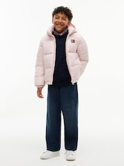 Tommy Hilfiger Pink Heritage Back Logo Ripstop Puffer Jacket with Removable Sleeves - Image 5 of 9