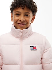 Tommy Hilfiger Pink Heritage Back Logo Ripstop Puffer Jacket with Removable Sleeves - Image 6 of 9