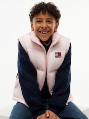Tommy Hilfiger Pink Heritage Back Logo Ripstop Puffer Jacket with Removable Sleeves - Image 7 of 9